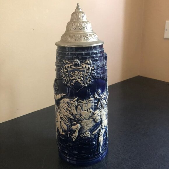 Western Germany Blue Painted Beer Stein RARE vintage - Picture 7 of 10